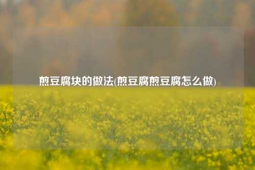 煎豆腐块的做法(煎豆腐煎豆腐怎么做)