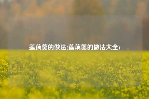 莲藕羹的做法(莲藕羹的做法大全)